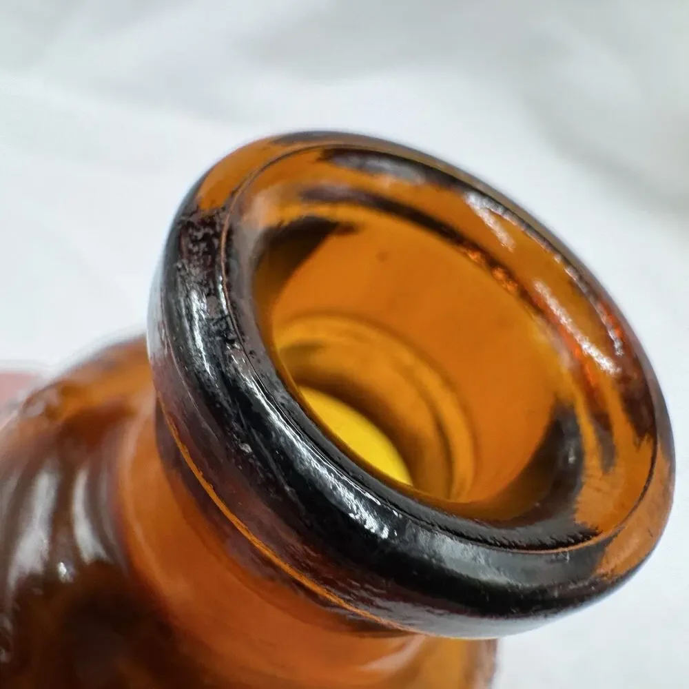 Vintage Amber Lysol Disinfectant Glass Bottle Small Empty Apothecary